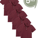 Burgundy (5-Pack) 6 5-Pack School Uniform Tagless Polo Tshirt for Little Boys & Big Boys